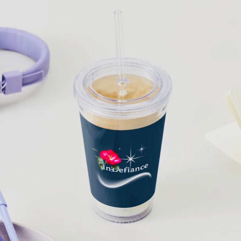 In;Defiance - Acrylic Thermos with Flower