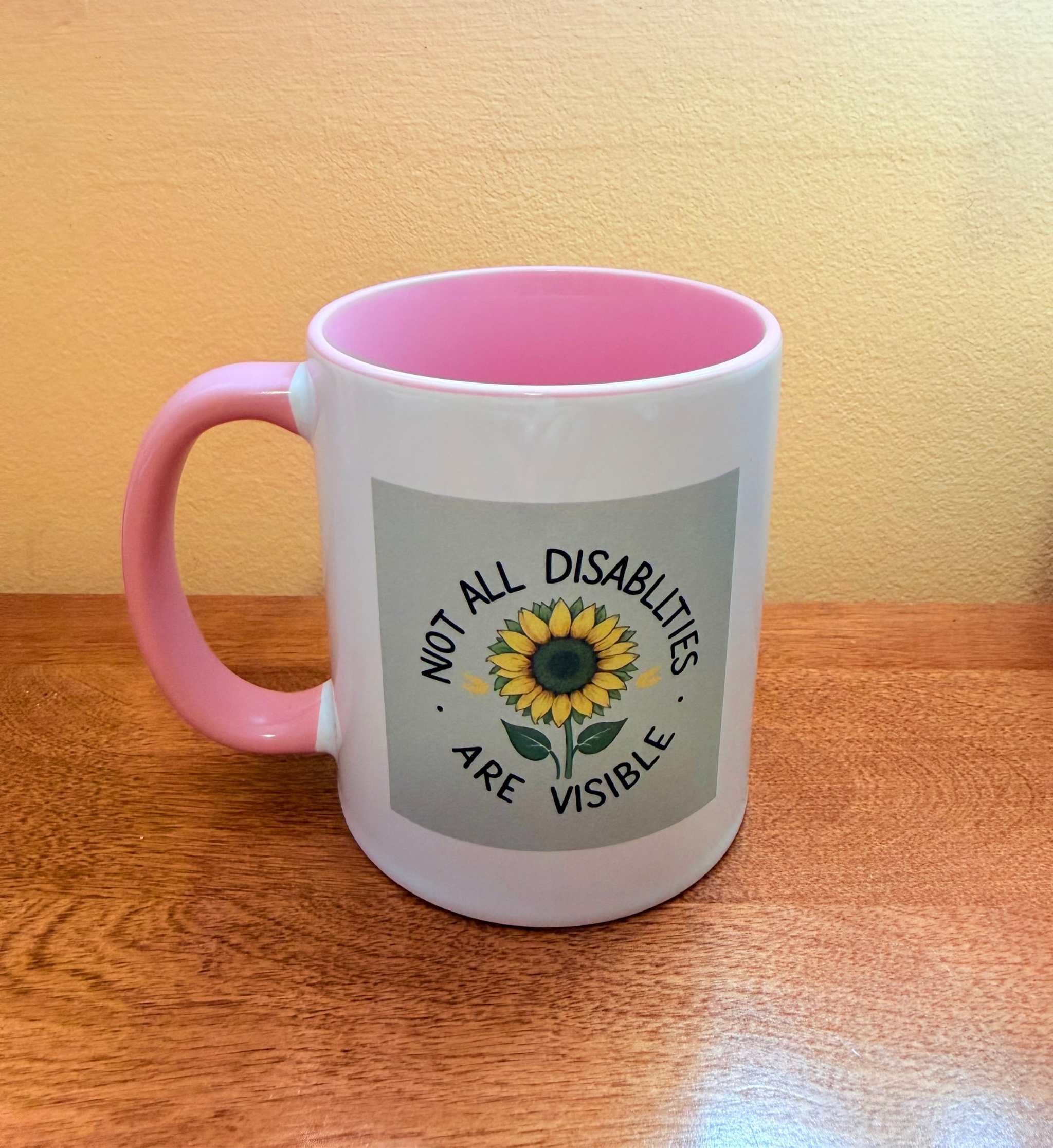 More Than What You See Mug promoting awareness of invisible disabilities and accessibility