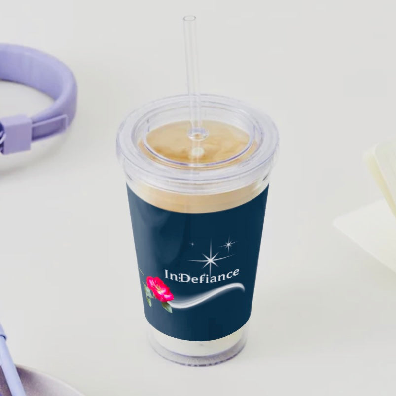 In;Defiance - Acrylic Thermos with Flower