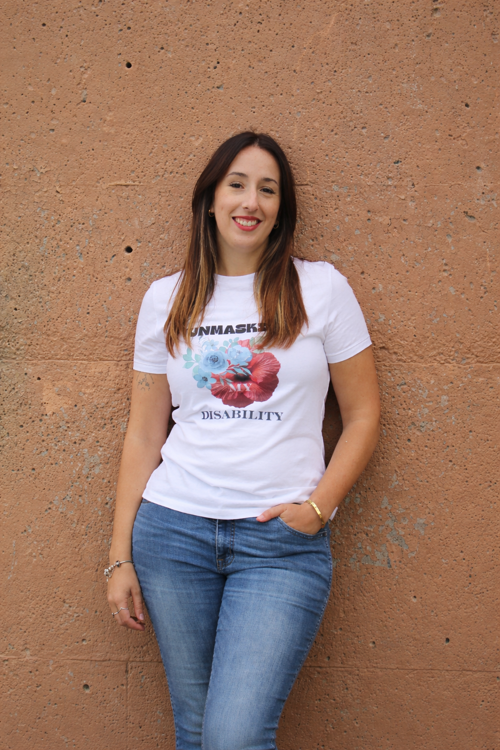 Face Off T-Shirt with light blue and floral design for authentic style