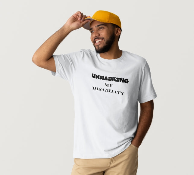 Men's Face Off T-shirt with bold black font on white cotton blend fabric