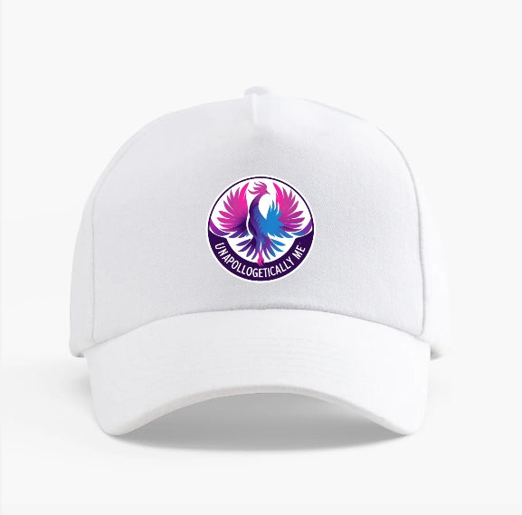 Unapologetically Me Baseball Cap promoting invisible disability and mental health awareness with adjustable strap and embroidered design