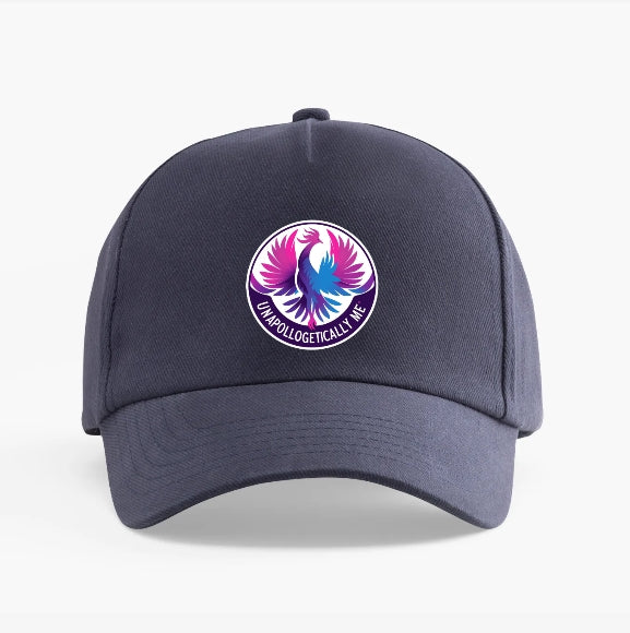 Unapologetically Me Baseball Cap promoting invisible disability and mental health awareness with adjustable strap and durable embroidery