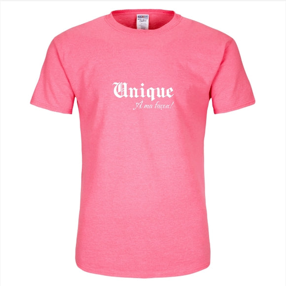 Chandail “Unique à ma façon” unisexe, t-shirt confortable exprimant authenticité et confiance en soi